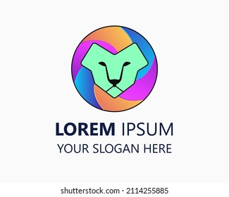 head lion media logo design template. modern style logo. head lion illustration vector