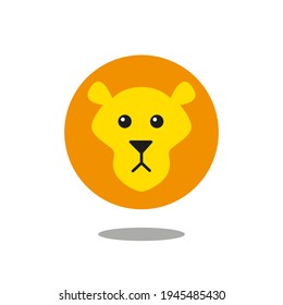 Head of the lion with orange mane isolated on white background