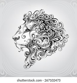 The head of a lion in an ornament