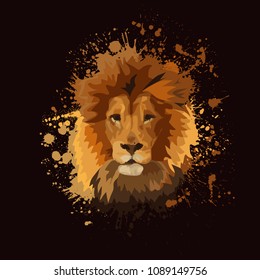 The head of the lion from the paint stains. Vector