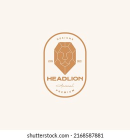head lion polygon badge logo design vector graphic symbol icon illustration creative idea