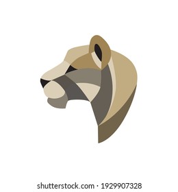 Head of lion, polygons, geometric style. Logo, design element. Vector illustration.