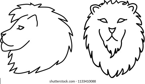 
Head of a lion in profile and full face. Vector illustration. Logotype