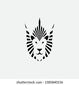 head lion shield logo design concept template vector