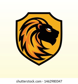 Head lion shiled logo design concept template vector