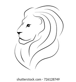 The Head Of The Lion Sideways. Black Outline.