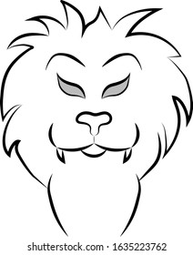 The head of a lion, vector graphics, white background, main lines