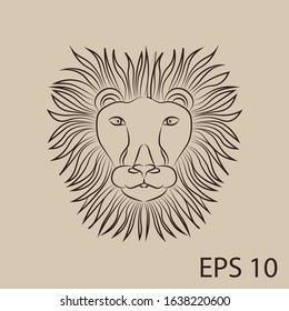 The head of a lion, vector graphics, white background, main lines