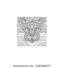 Una cabeza de la línea vectorial de león para la página de colorear.