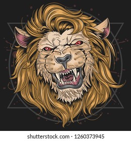 the head of a lion with a very fierce and angry face, leo zodiak