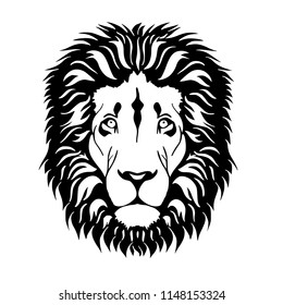 Head of  lion in vintage engraving style isolated on white background