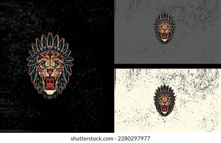 head lion vintage vector illustration design