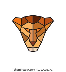 Head of a Lioness. Logo template for business. Abstract head. Colorful polygonal style. Vector illustration.