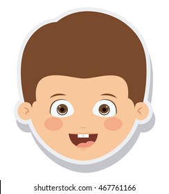 head little boy smiling isolated vector illustration design