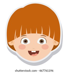 head little boy smiling isolated vector illustration design