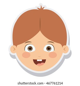 head little boy smiling isolated vector illustration design