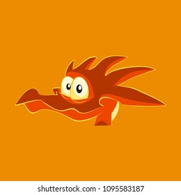 Head of little cartoon dragon with sad face