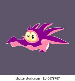 Head of little cartoon dragon with sad face