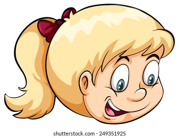 A head of a little girl on a white background