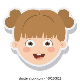 head little girl smiling isolated vector illustration design