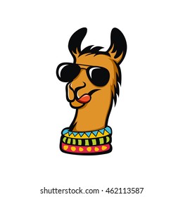 Head of llama with glasses illustration vector