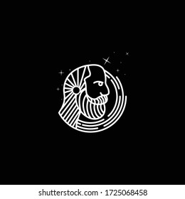head logo illustration with a black background color
