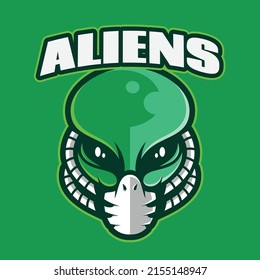 Head of logo illustration green alien