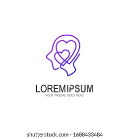 Head logo with illustration of line design, love line logo