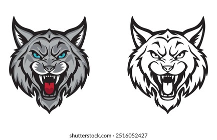 Logotipo de la cabeza Lynx.Ilustración vectorial sobre un fondo blanco