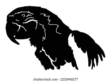 Head logo of  Parrot Mascot  Side View Black and White