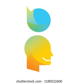 Head Logo Quotes Flat Gradient Style Logo
