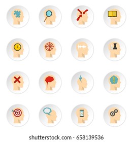 Head logos icons set in flat style isolated vector icons set illustration