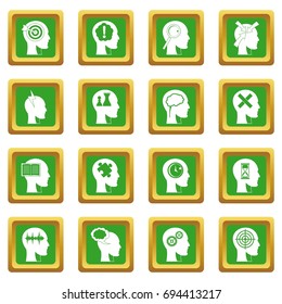 Head logos icons set in green color isolated vector illustration for web and any design