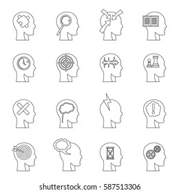 Conjunto de iconos de logotipos de cabezales. Iconos vectoriales de logotipos de 16 cabezales para web