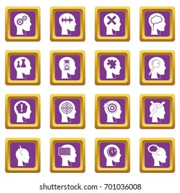 Head logos icons set in purple color isolated vector illustration for web and any design
