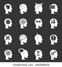 Head logos icons set vector white isolated on grey background 