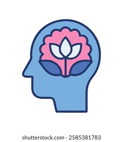 head with a lotus flower inside symbolizing mental health