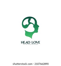 Vector del logotipo del amor de la cabeza. El logo de la cabeza de diseño colorido vector de concepto. Diseño creativo