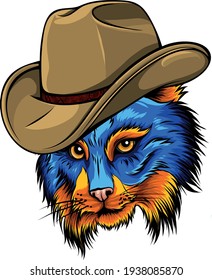 head of lynx with elegant hat vector illustration