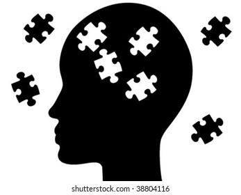 head made of puzzle pieces