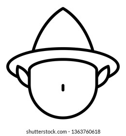 Head of magic elf icon. Outline head of magic elf vector icon for web design isolated on white background