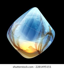 La cabeza de un personal mágico hecho de piedra preciosa, amatista, tormalina, zafiro, una piedra para prácticas espirituales, espiritualistas