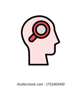 head magnifier icon. Simple color with outline vector elements of brain process icons for ui and ux, website or mobile application