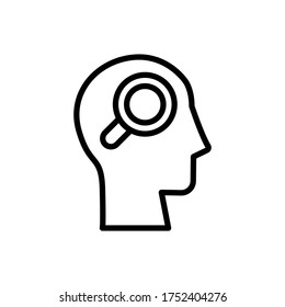 head magnifier icon. Simple line, outline vector elements of brain process icons for ui and ux, website or mobile application