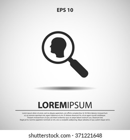 head and magnifier icon for web and mobile. flat design style