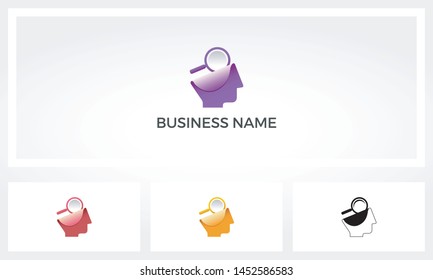 Head Magnifying Glass Analyze Logo