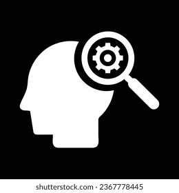 Head with magnifying glass geatr sign vector illustration