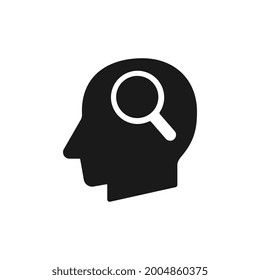 Head with magnifying glass sign vector illustration