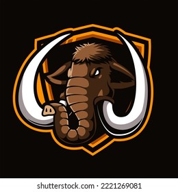 head mammoth mascot logo illustration