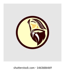 head man and beard concept logo